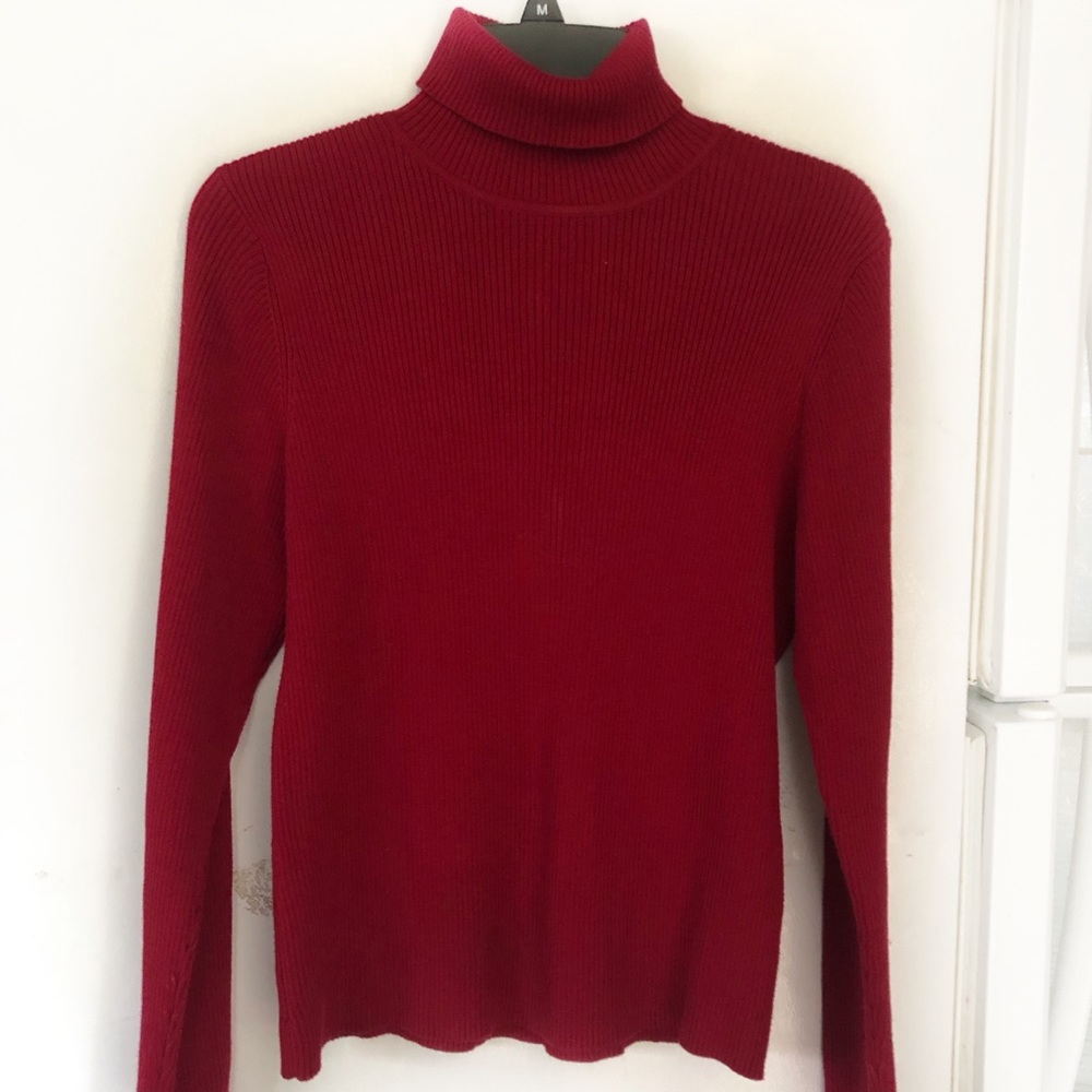 STYLE & CO Red,  High Neck, Knit Sweater-Shirt  Women’s‎ Sz PL